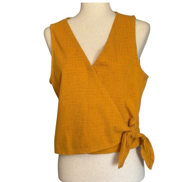 Madewell Tops - Madewell Texture & Thread Mustard Yellow Tie-Front Wrap Tank Top Size L